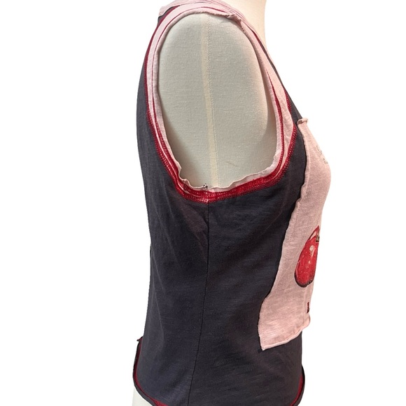 Chic Cherry Print Sleeveless Tank Muscle Tee, large, gray, pink, red NEW trendy - Picture 11 of 13